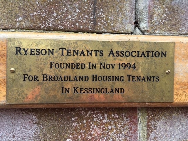 Tenants association plaque 1994