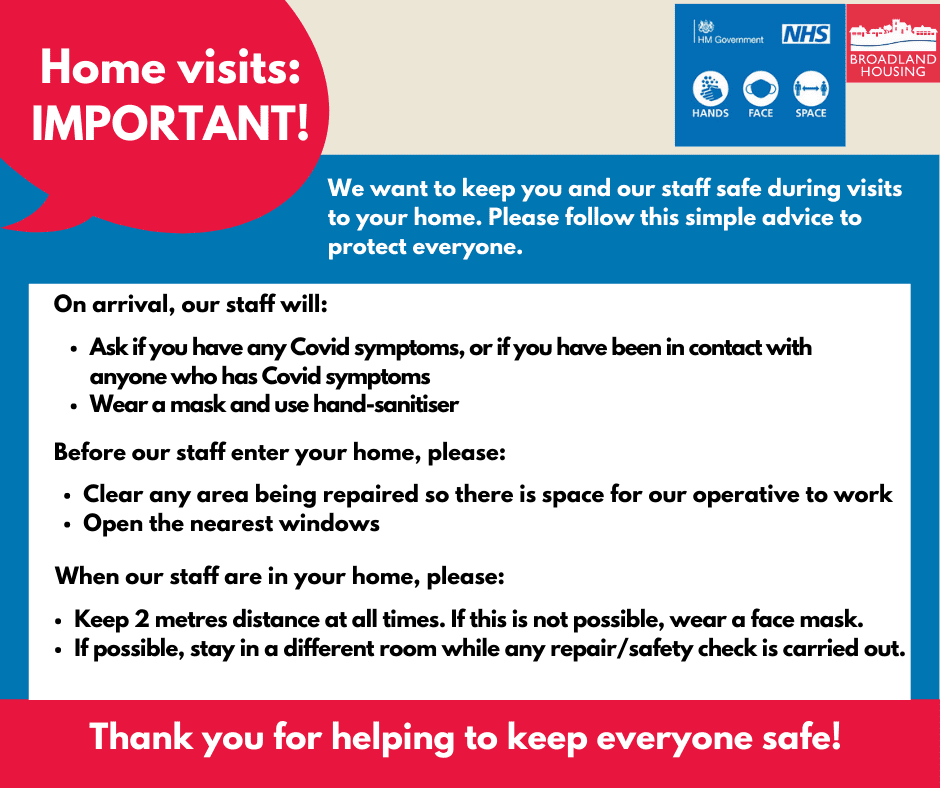 alt="Coronavirus (COVID-19) guidance to Broadland Housing tenants when staff visit their homes"