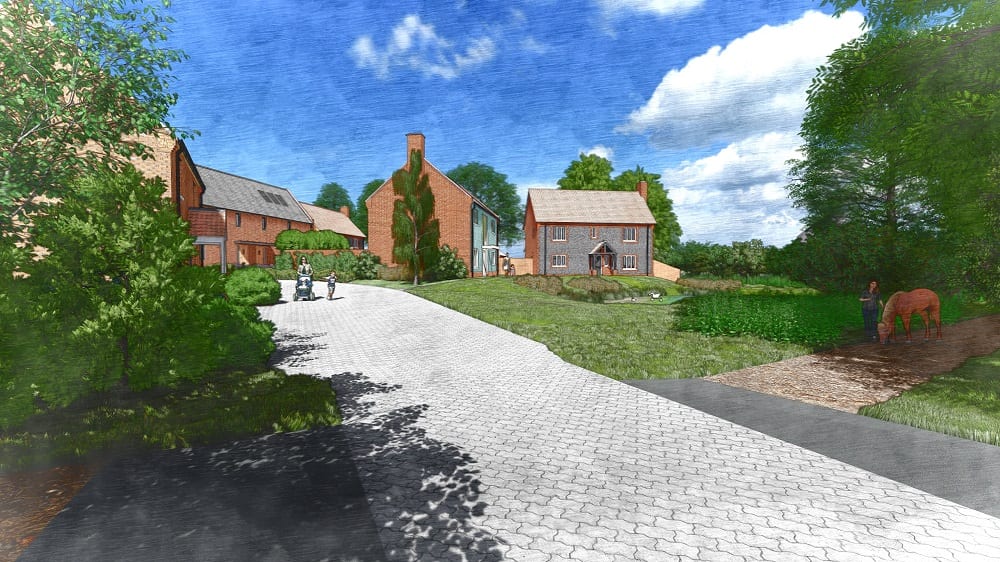 Artist impression of proposed new development atCorpusty, Norfolk