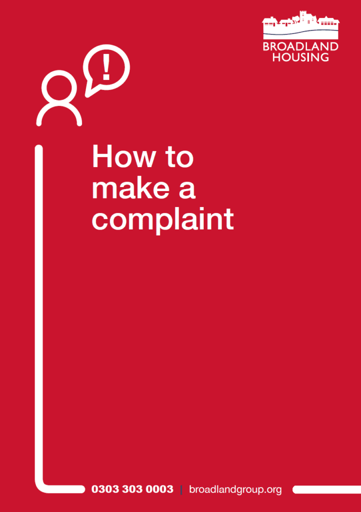 Broadland Housing Association - how to make a complaint - leaflet cover