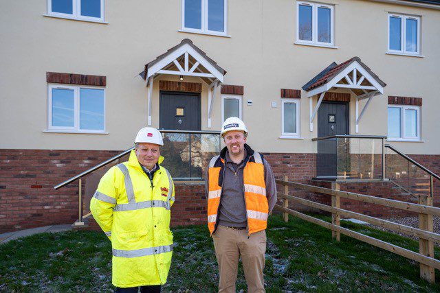 Andrew Savage (Executive Development Director, Broadland Housing Association) with Ben Trundley (Construction Manager, Trundley Properties) at Clenchwarton, west Norfolk