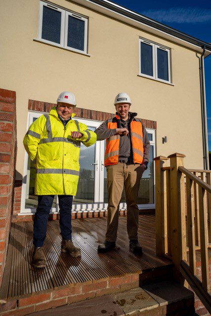 Andrew Savage (Executive Development Director, Broadland Housing Association) with Ben Trundley (Construction Manager, Trundley Properties Ltd) at Clenchwarton, west Norfolk