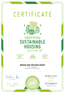 Ritterwald Sustainable Housing Label, achieved by Broadland Housing Group in December 2021