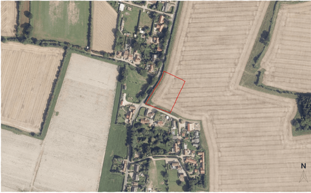 Aerial view, proposed site, Sheringham Road, West Beckham