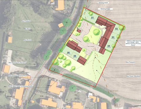 Proposed site plan of the new development at Sheringham Road, West Beckham, Norfolk