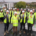 Topping out ceremony at Canary Quay, phase 4, October 2022 - with representatives from Broadland Housing, R G Carter and Ingleton Wood