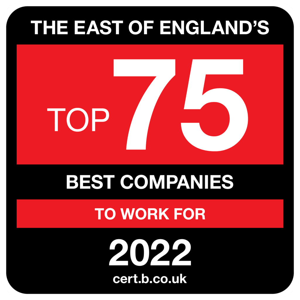 Best Companies Top 75 employer East of England 2022