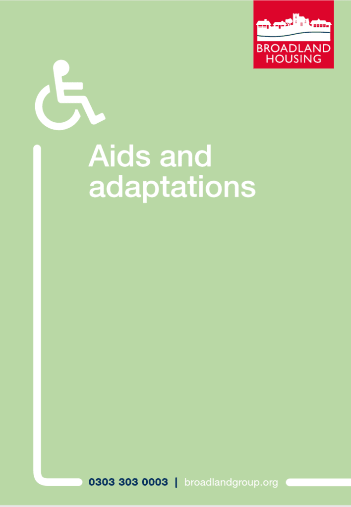 Front cover of aids and adaptations leaflet