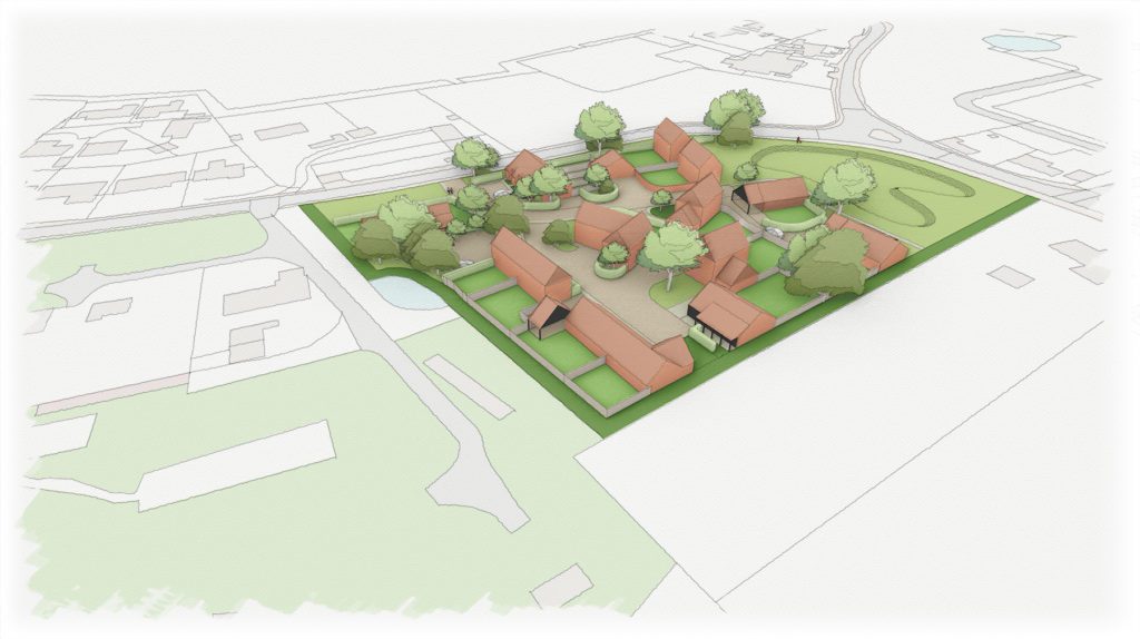 Architect's drawing (overhead 3) of proposed development at Kettlestone Road, Little Snoring