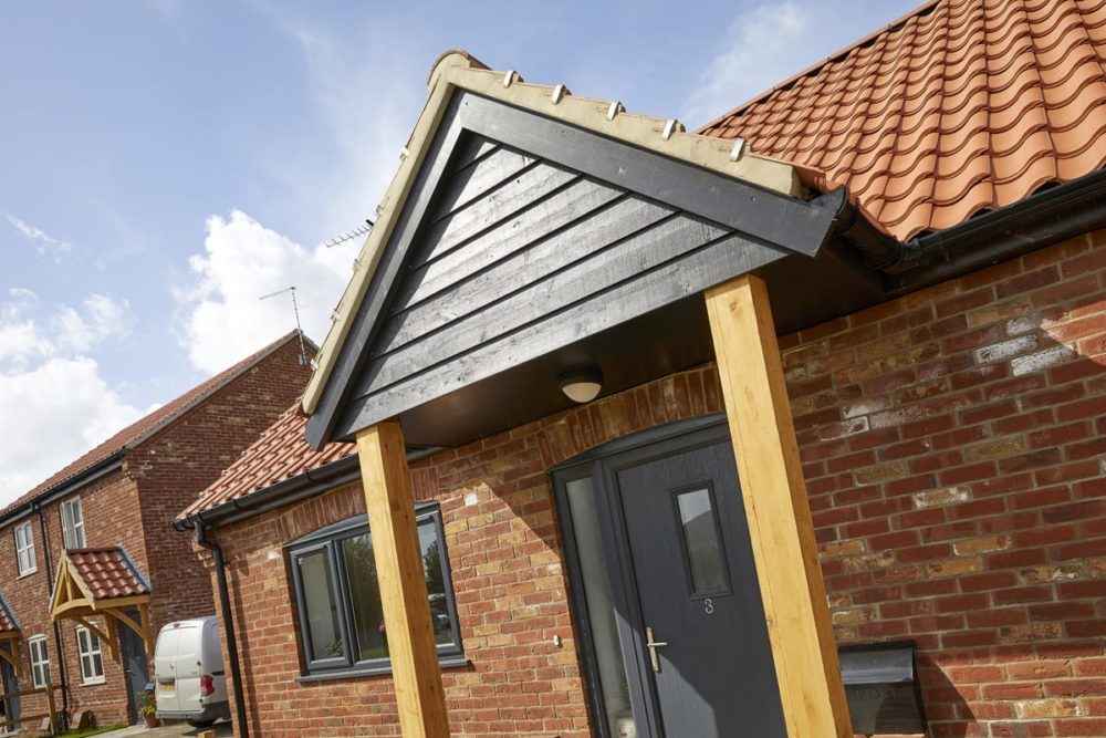 Porch detail of Broadland Housing home at Great Ryburgh, Norfolk